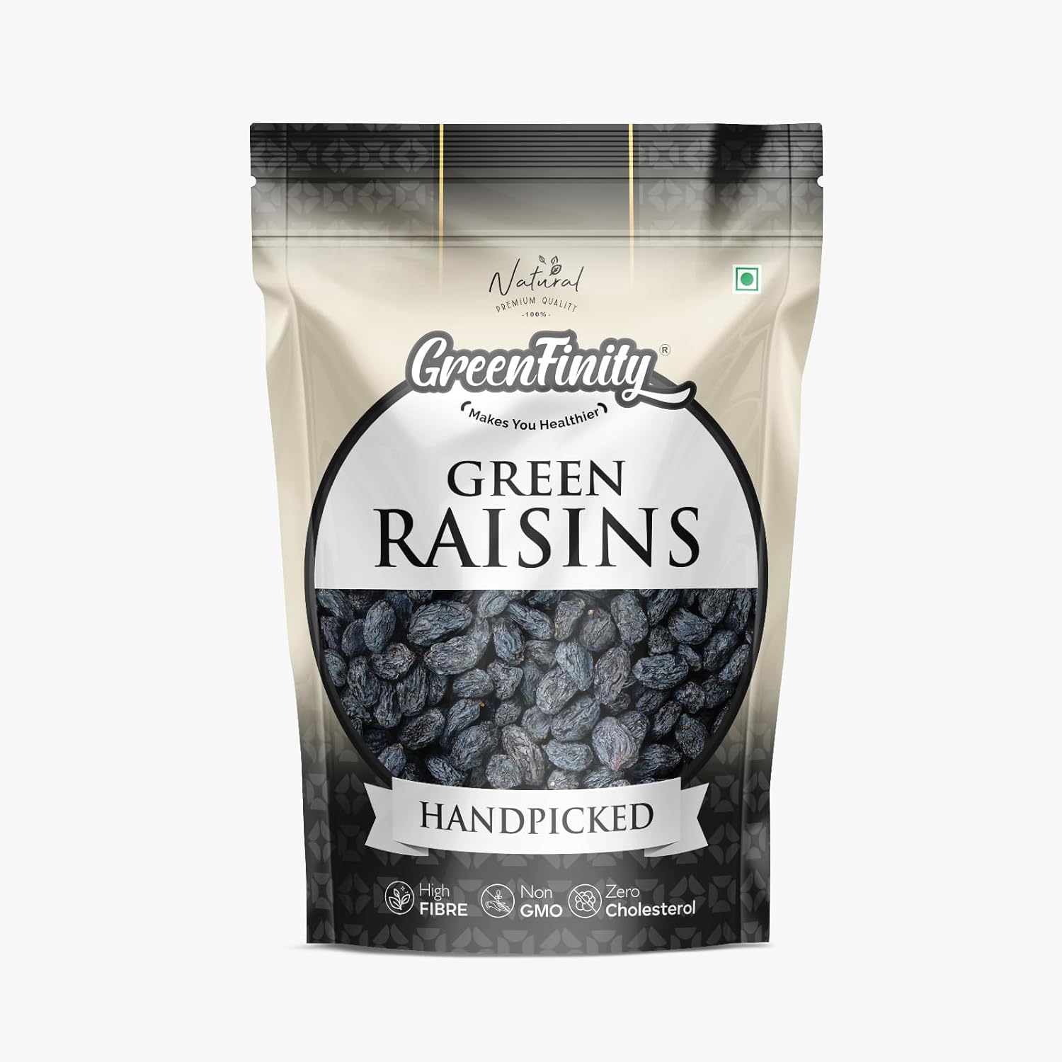 GreenFinity Premium Afghani Seedless Black Raisins - 1Kg