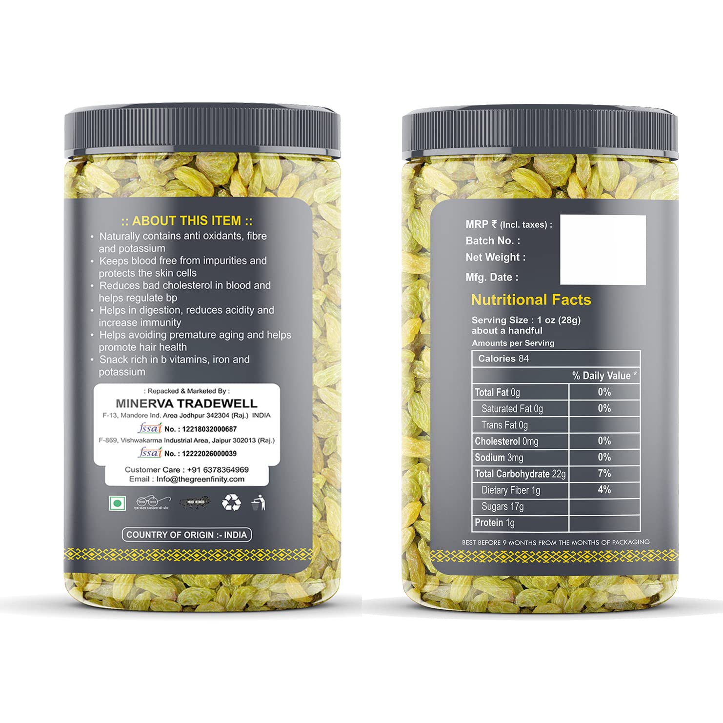 GreenFinity Premium Dry Fruits Combo Pack | Almonds, Cashews, Pistachios & Green Raisins | 200g Each | Healthy Snacks & Corporate Gifting