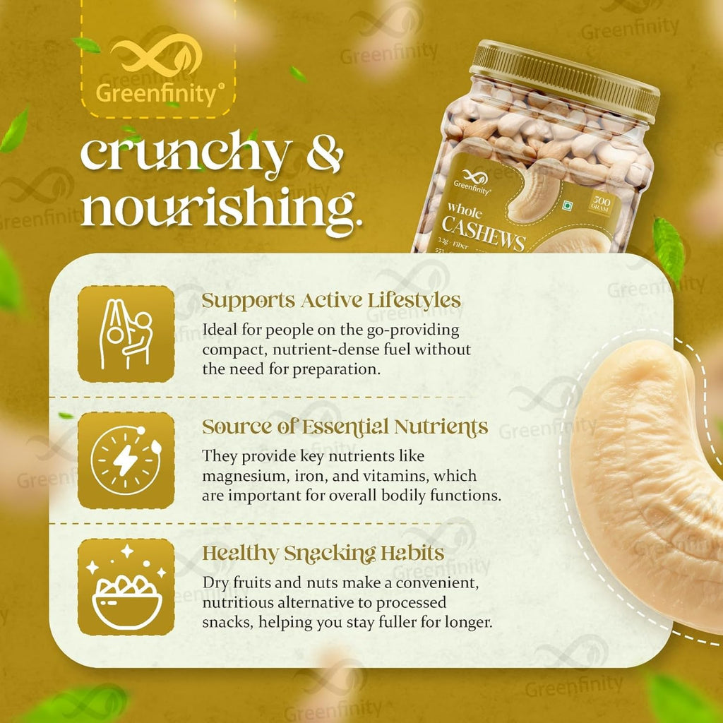 GreenFinity Premium Almonds & Cashews Combo - 1kg (500g Each)