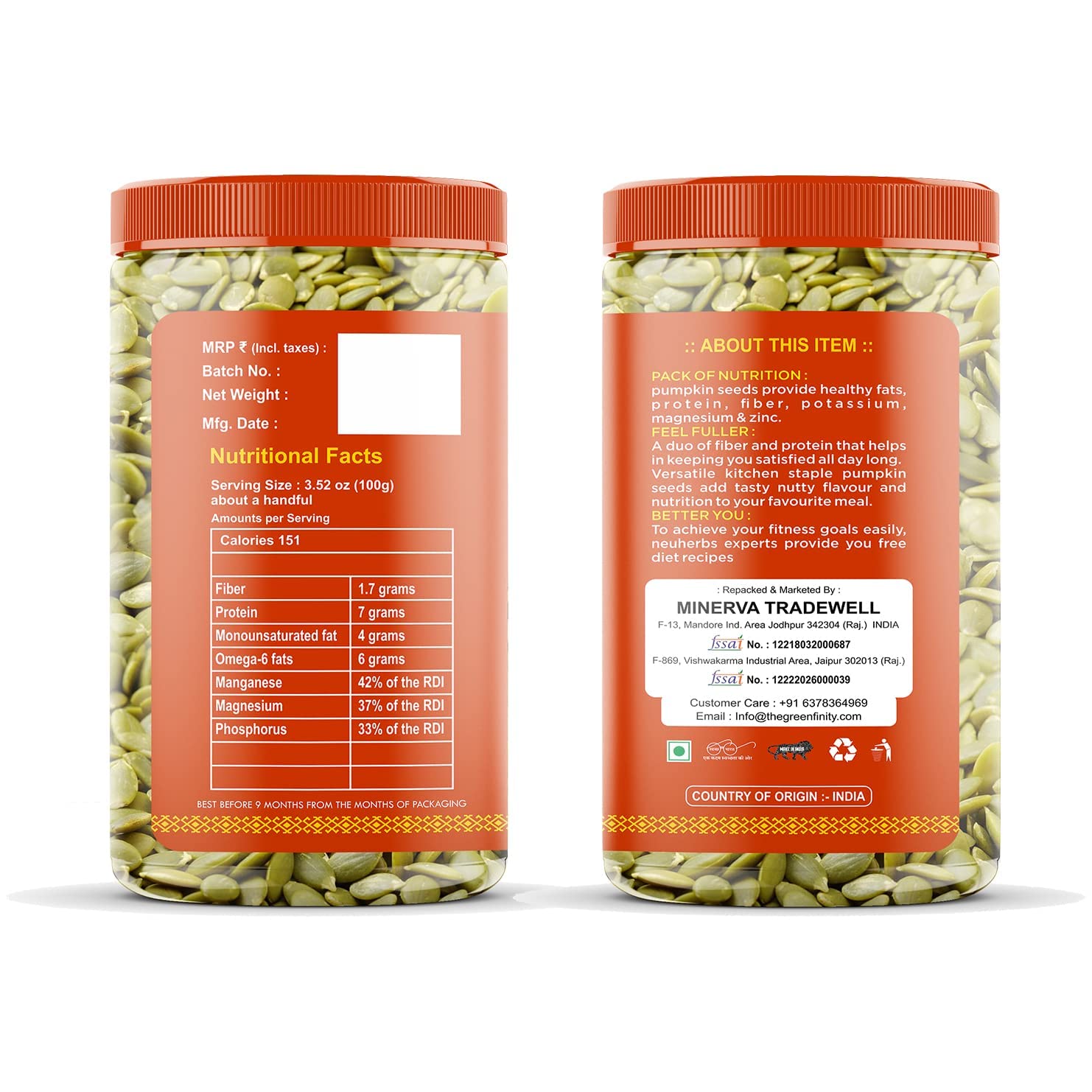 GreenFinity Healthy Seeds Combo Pack- Pumpkin and Sunflower - 200g