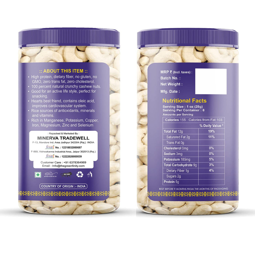 GreenFinity Dry Fruits Combo Pack- Almonds and Cashews -250g (Pack of 2)