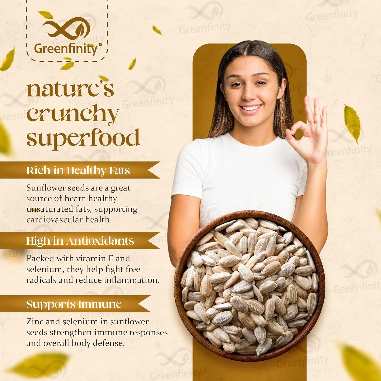Greenfinity Premium Raw Sunflower Seeds 1kg (500g x 2)