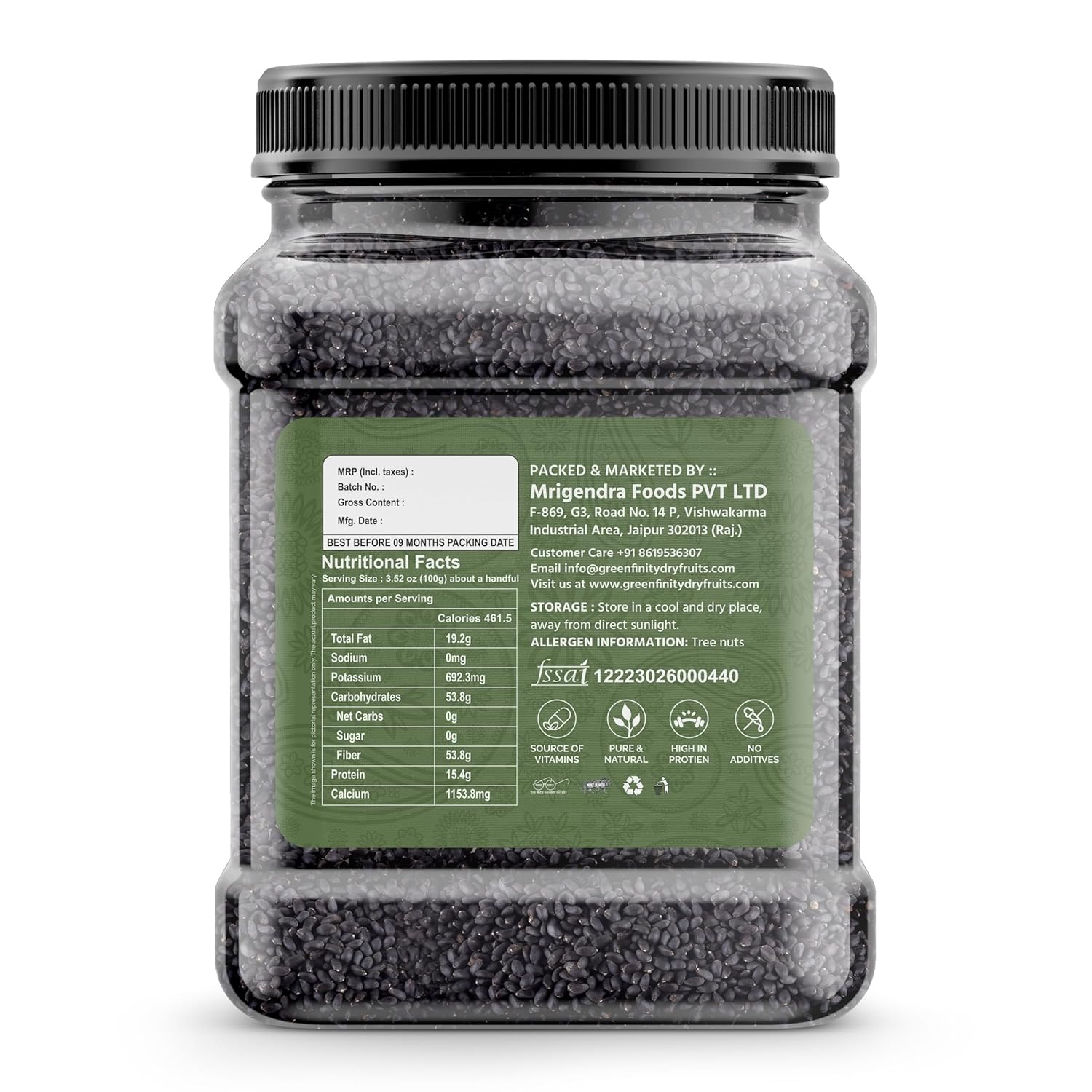 GreenFinity Premium Basil (Sabja) Seeds 750g