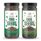 GreenFinity Healthy Seeds Combo- Chia Seed -175g  Basil Seeds - 200g (Pack of 2)