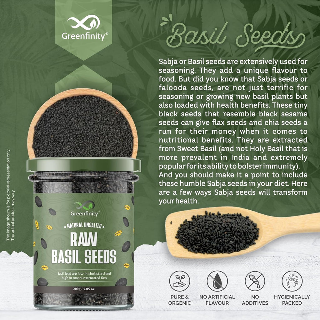 GreenFinity Healthy Seeds Combo- Chia Seed -175g  Basil Seeds - 200g (Pack of 2)