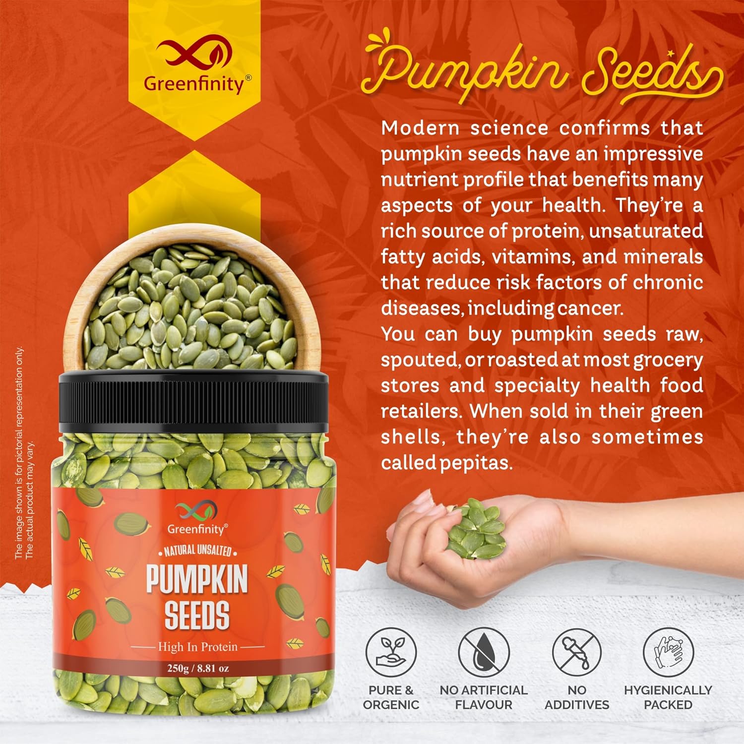 GreenFinity Fresh Raw Pumpkin Seeds 250 Gram (Pack Of 2)