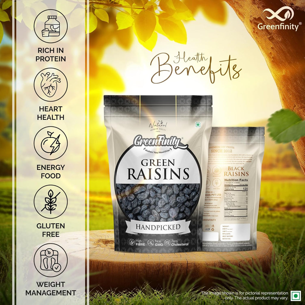 GreenFinity Premium Afghani Seedless Black Raisins - 1Kg