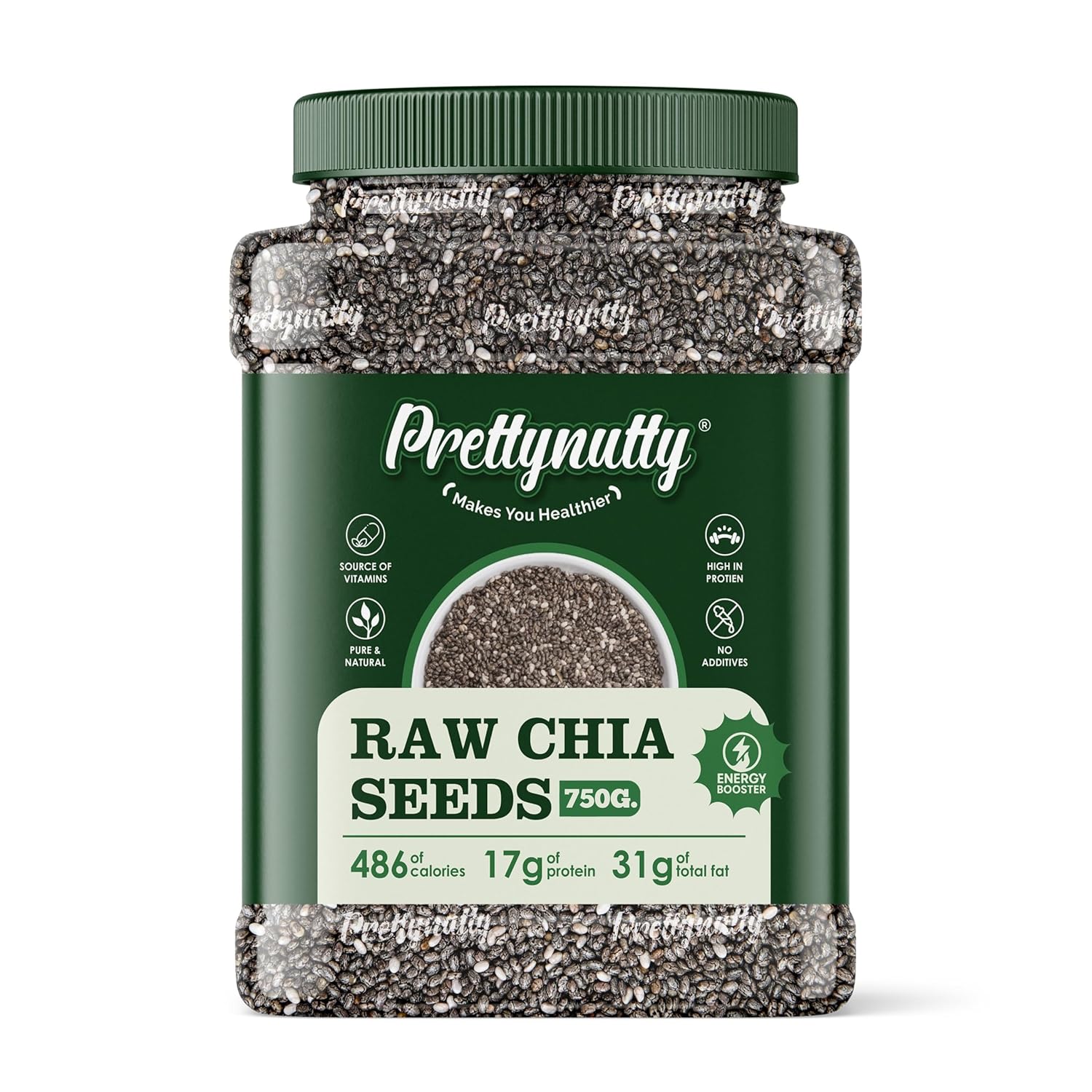 PrettyNutty Chia Seeds – 300g (Jar Pack)
