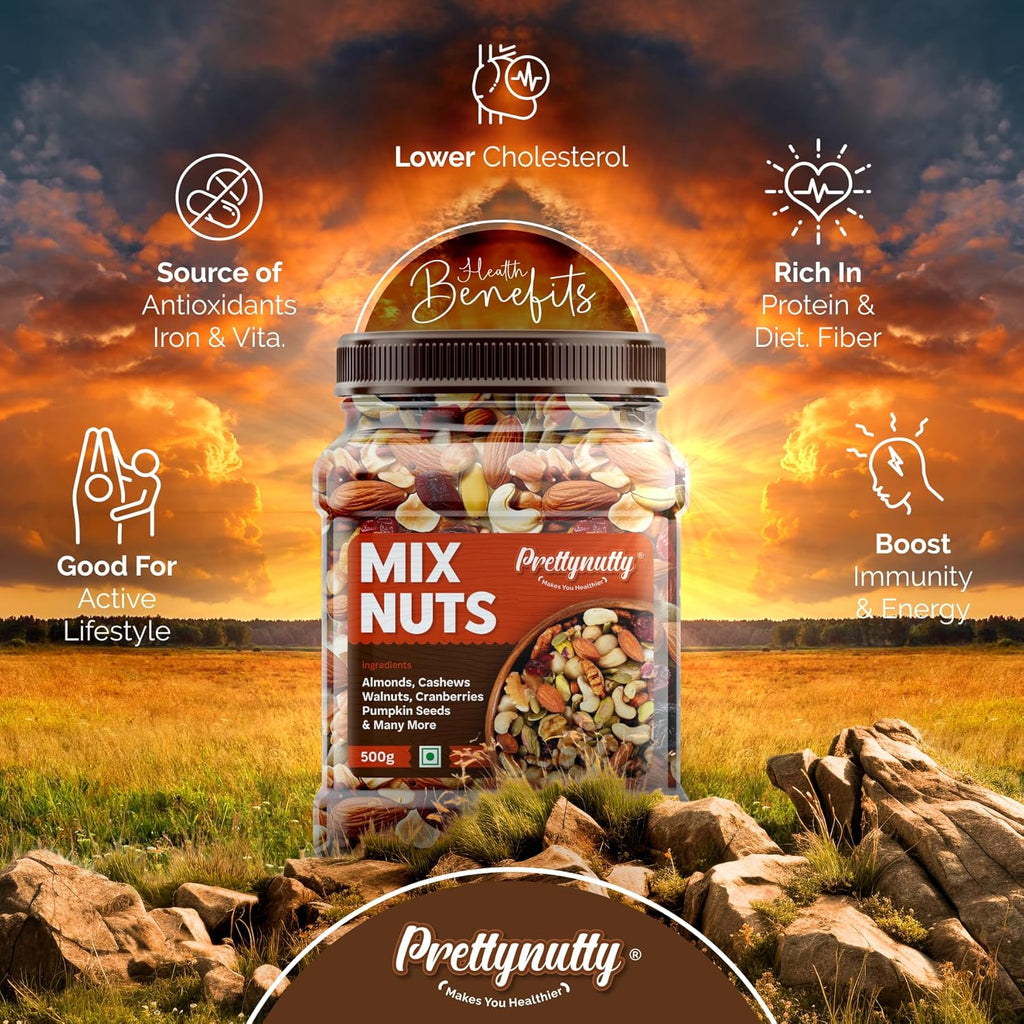 PrettyNutty Healthy Nutmix - 500g (Pack of 2)