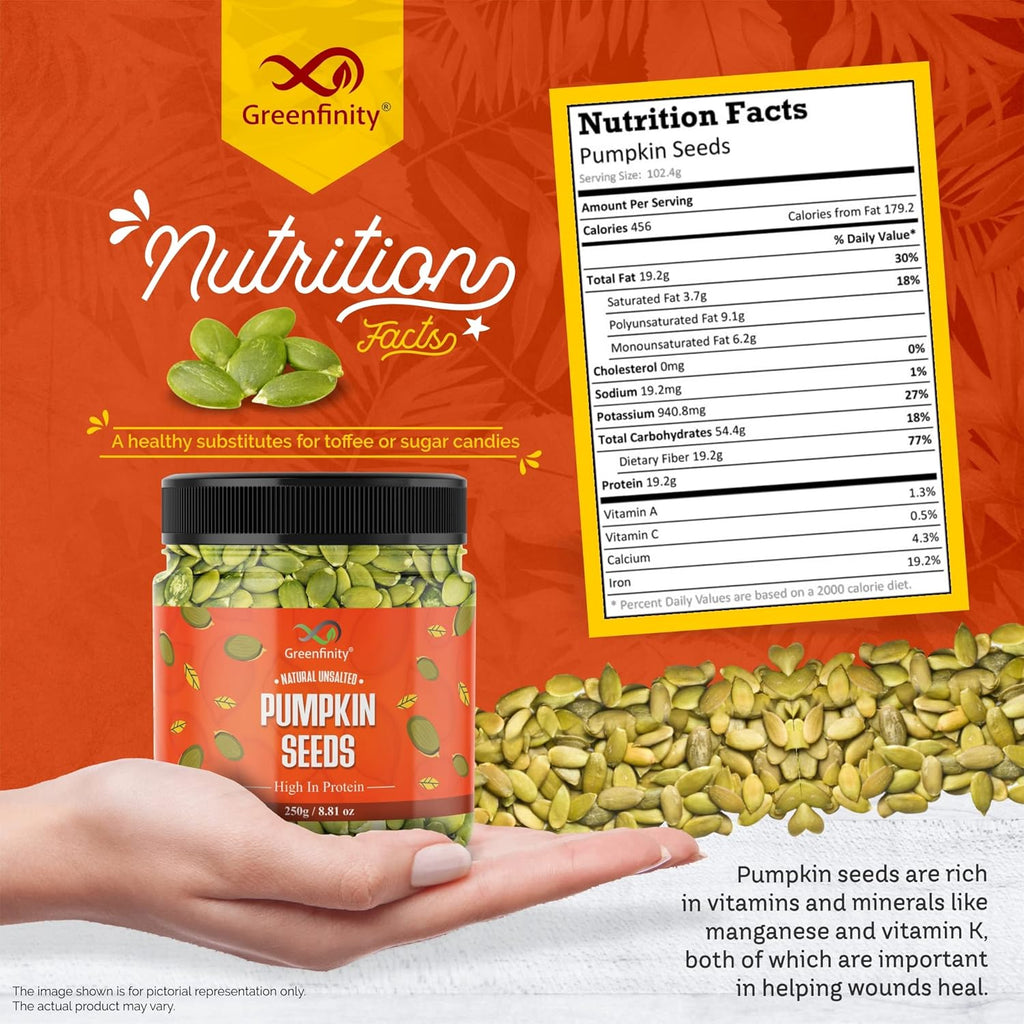GreenFinity Premium Raw Pumpkin Seeds (Pepita) 250g