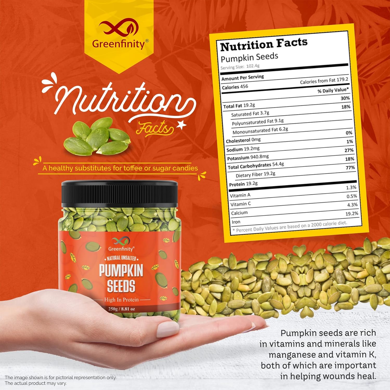 GreenFinity Premium Raw Pumpkin Seeds (Pepita) 250g