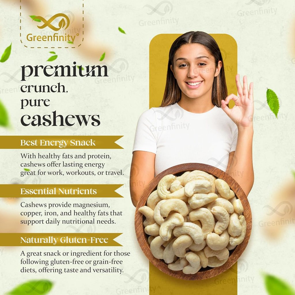 GreenFinity Premium Cashew Nuts - 500g (Pack of 2)