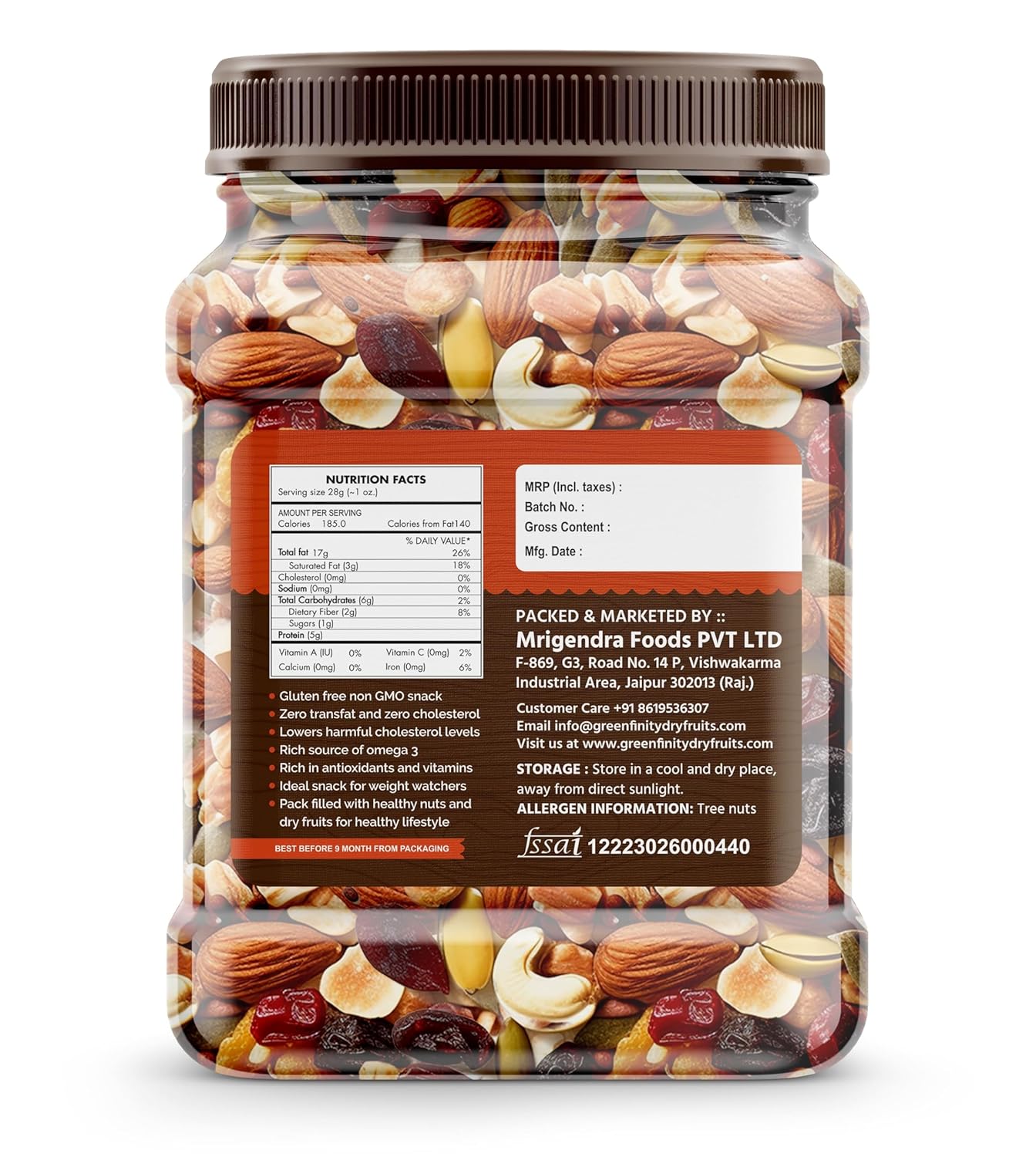 PrettyNutty Healthy Nutmix - 500g (Pack of 2)