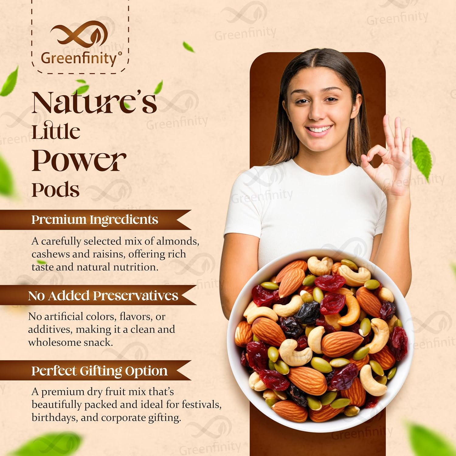 GreenFinity Mixed Dry Fruits Pack – 1kg (500g × 2)