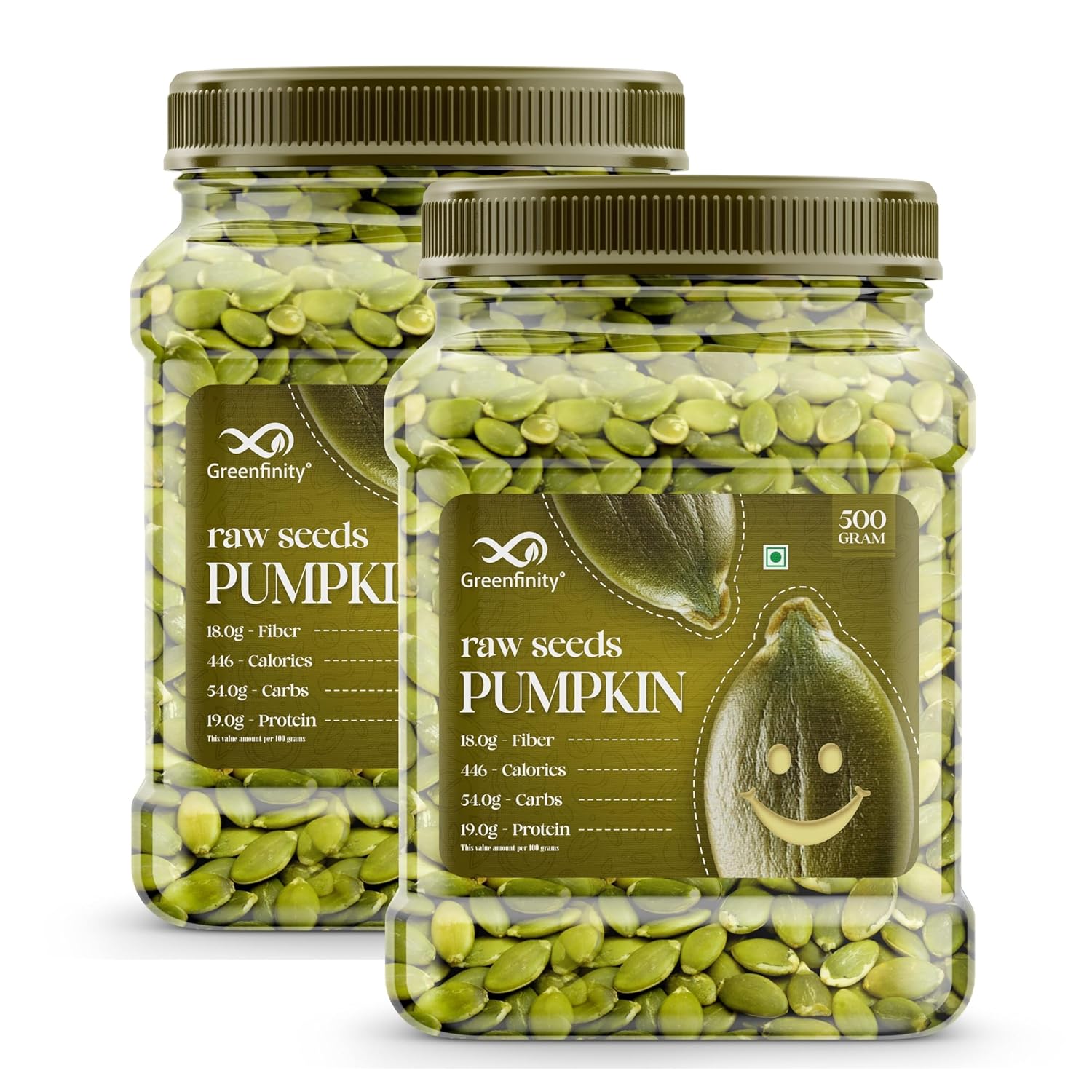 GreenFinity AAA Pumpkin Seeds - 500g (Pack of 2)
