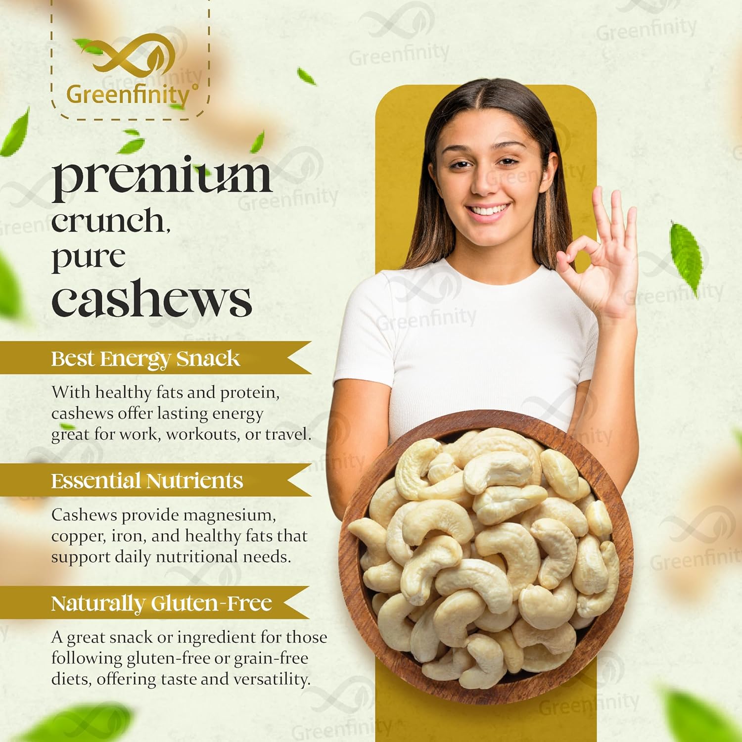 GreenFinity Almonds & Cashews 200g 100% Natural Healthy Snack, Gourmet Dry Fruits Gift Pack