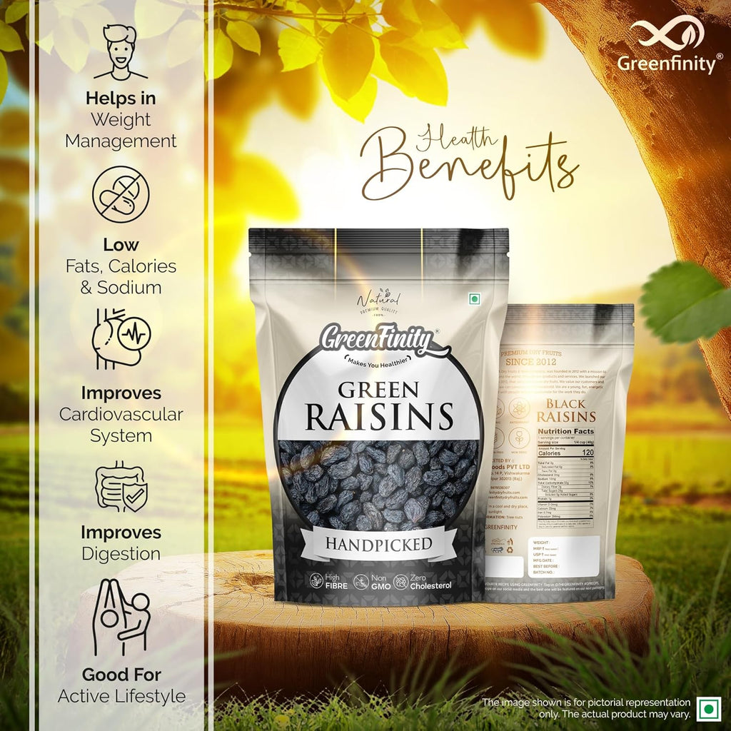 GreenFinity Premium Afghani Seedless Black Raisins - 1Kg