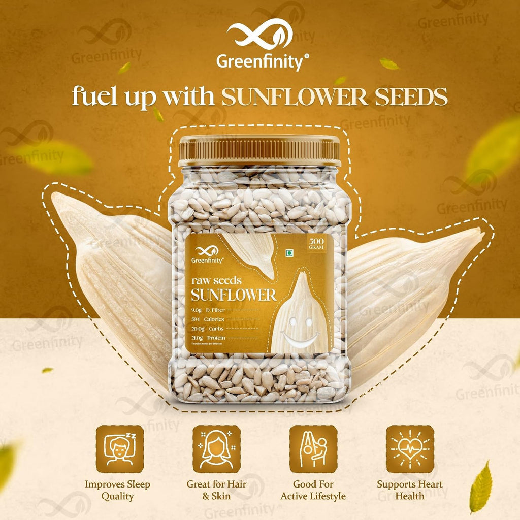 Greenfinity Premium Raw Sunflower Seeds 1kg (500g x 2)