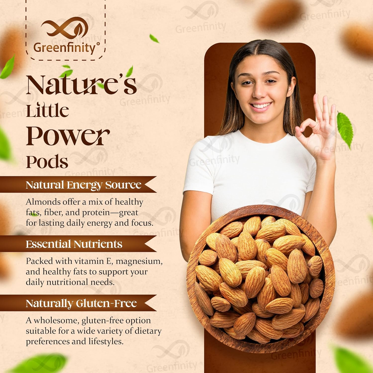 GreenFinity Fresh Almonds 500g (Pack of 2)