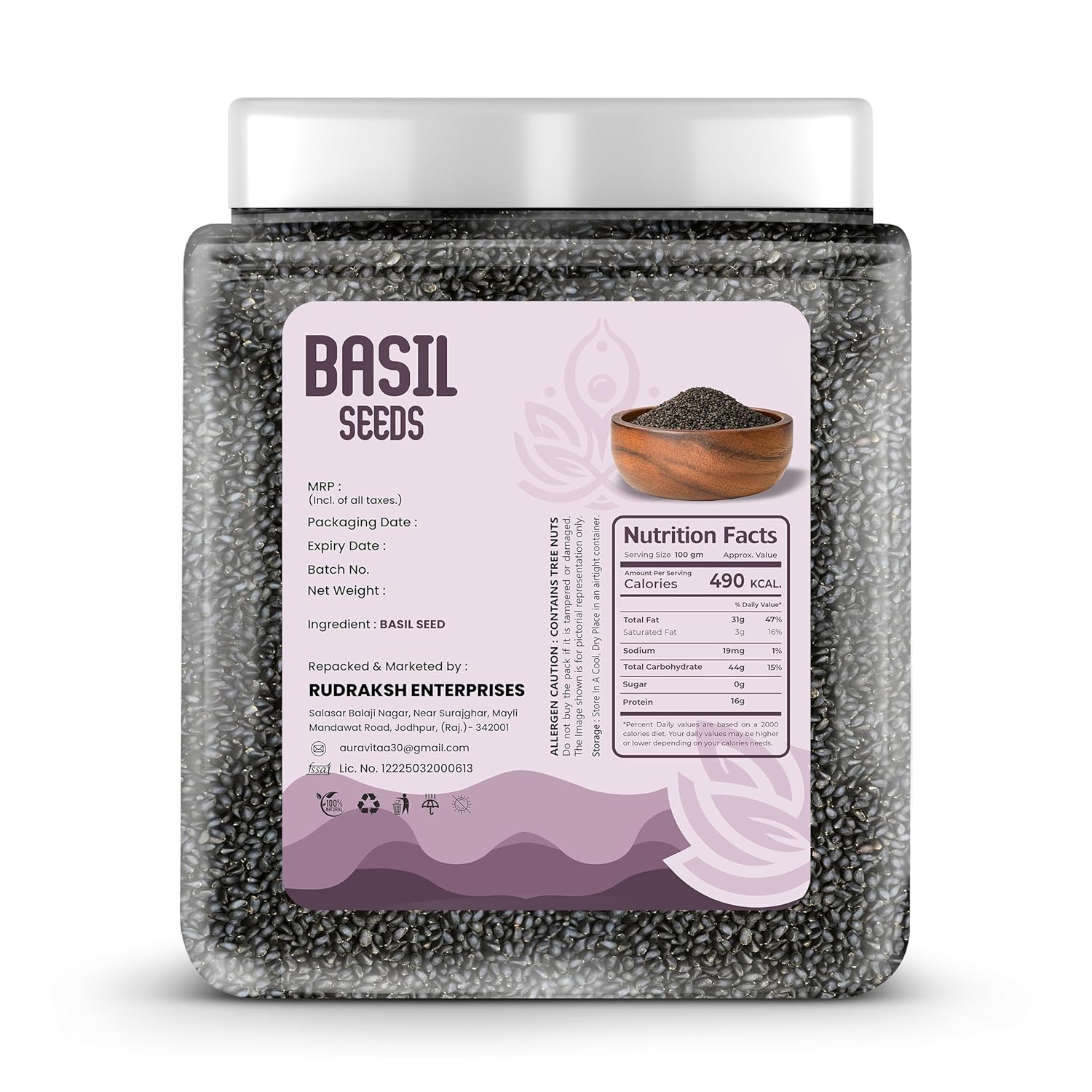Auravita Premium Raw Sabja Basil Seeds