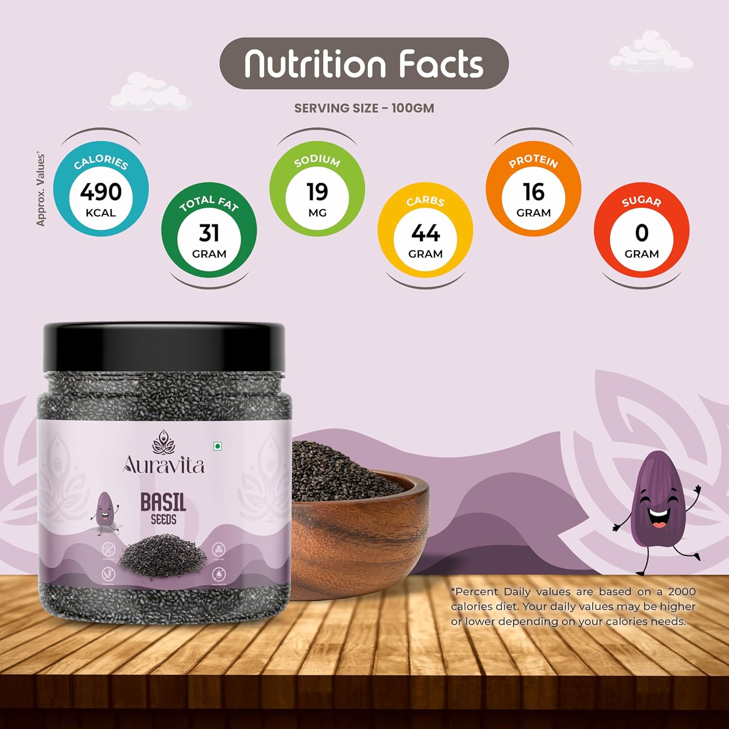 Auravita Premium Raw Sabja Basil Seeds