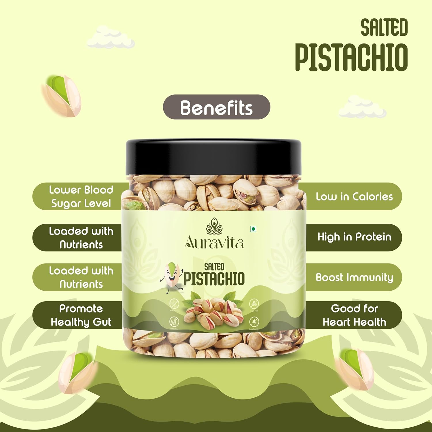 Auravita Premium Roasted & Salted Pistachios