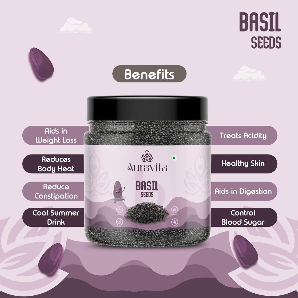Auravita Premium Raw Sabja Basil Seeds