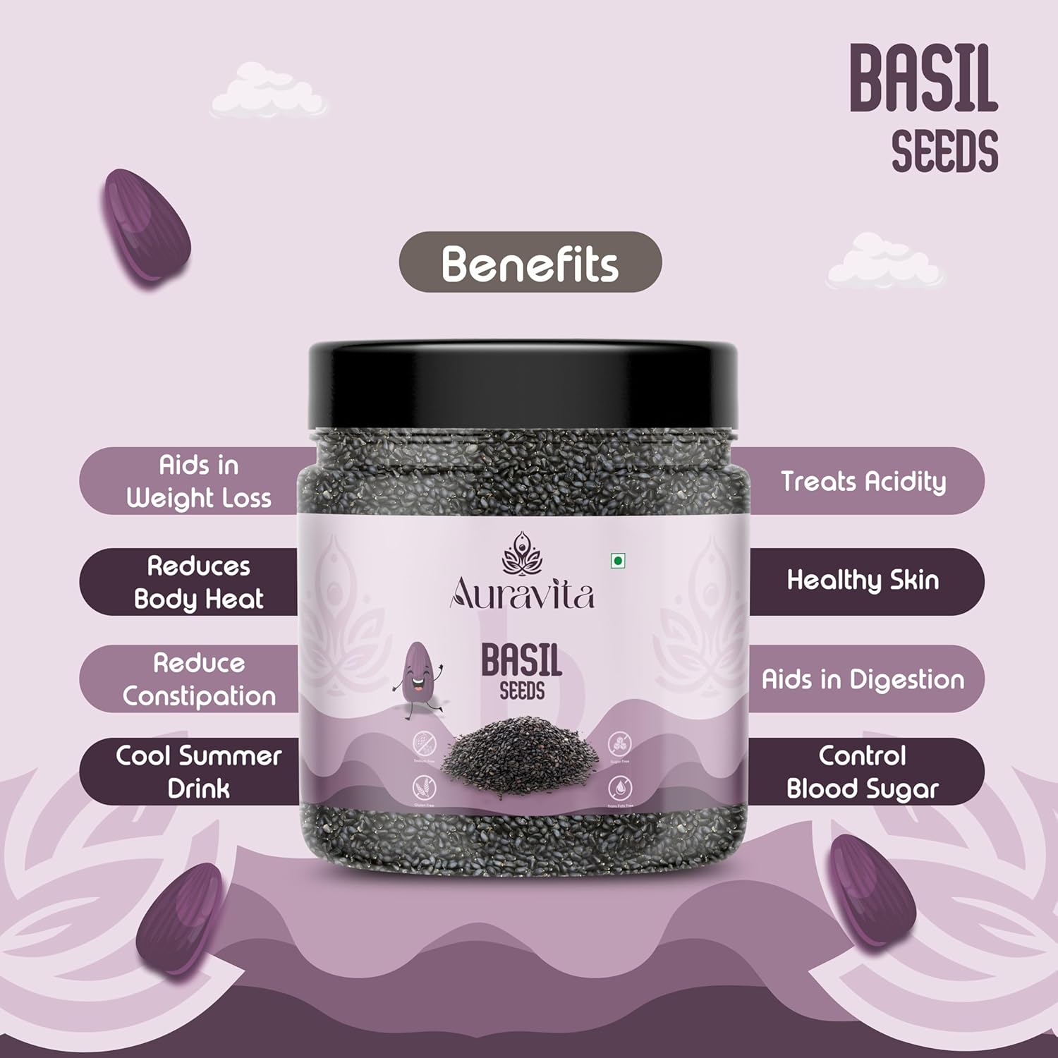 Auravita Premium Raw Sabja Basil Seeds