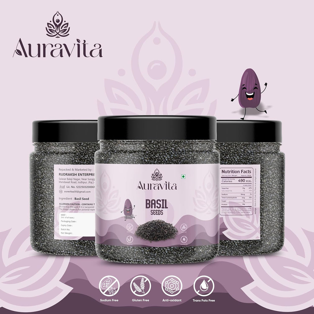 Auravita Premium Raw Sabja Basil Seeds